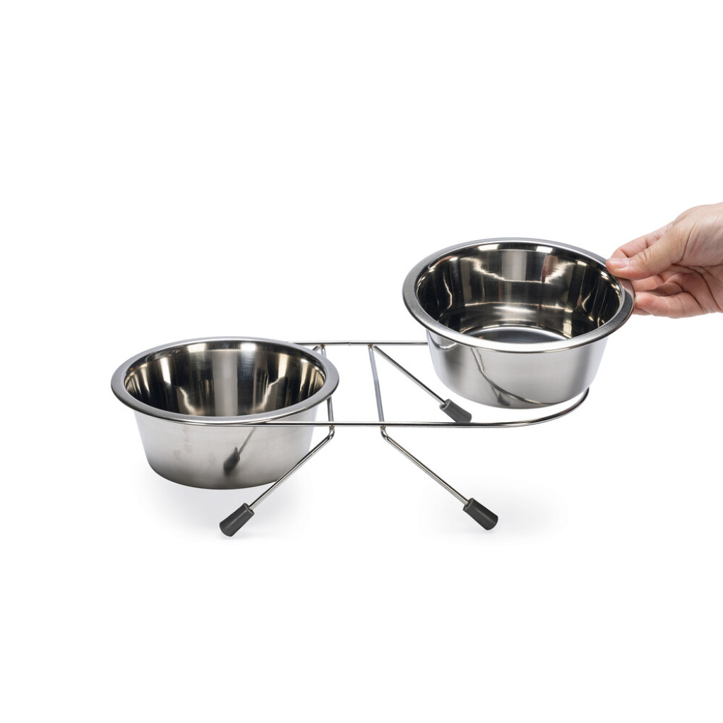 Beeztees Paslanmaz Çelik İkili Köpek Mama Su Kabı 2x900ml
