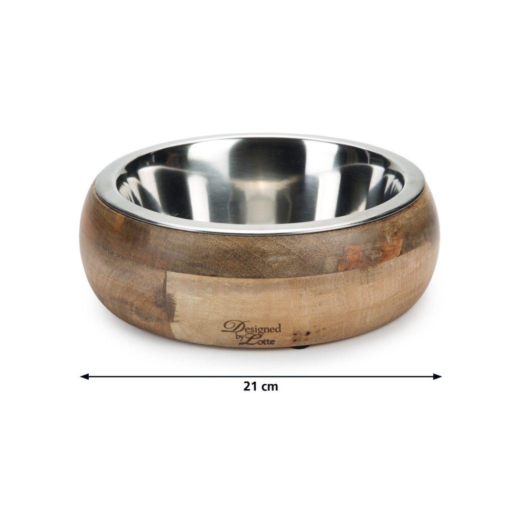 Beeztees Dbl Paslanmaz Çelik Dışı Masif Ahşap Köpek Mama Su Kabı 1300ml