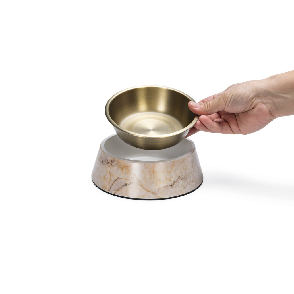 Beeztees Dbl Meis Paslanmaz Çelik Köpek Mama Su Kabı 350ml (Sarı)