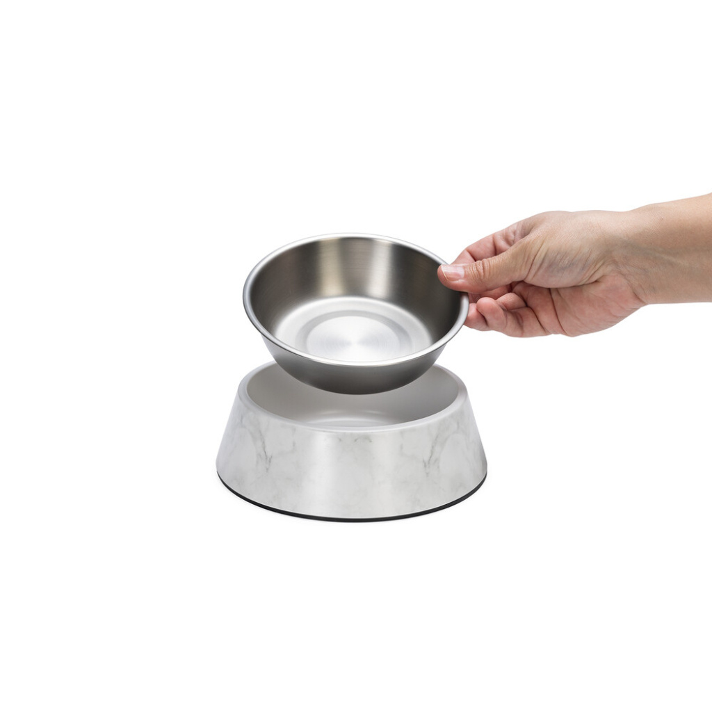 Beeztees Dbl Meis Paslanmaz Çelik Köpek Mama Su Kabı 350ml (Beyaz)