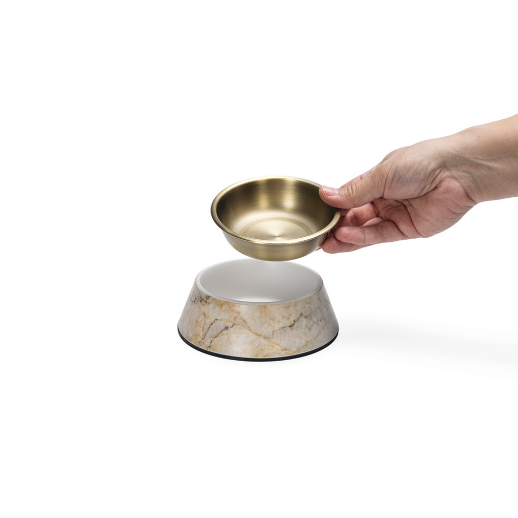 Beeztees Dbl Meis Paslanmaz Çelik Köpek Mama Su Kabı 160ml (Sarı)