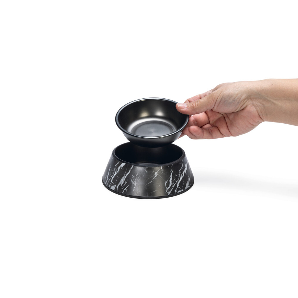 Beeztees Dbl Meis Paslanmaz Çelik Köpek Mama Su Kabı 160ml (Siyah)