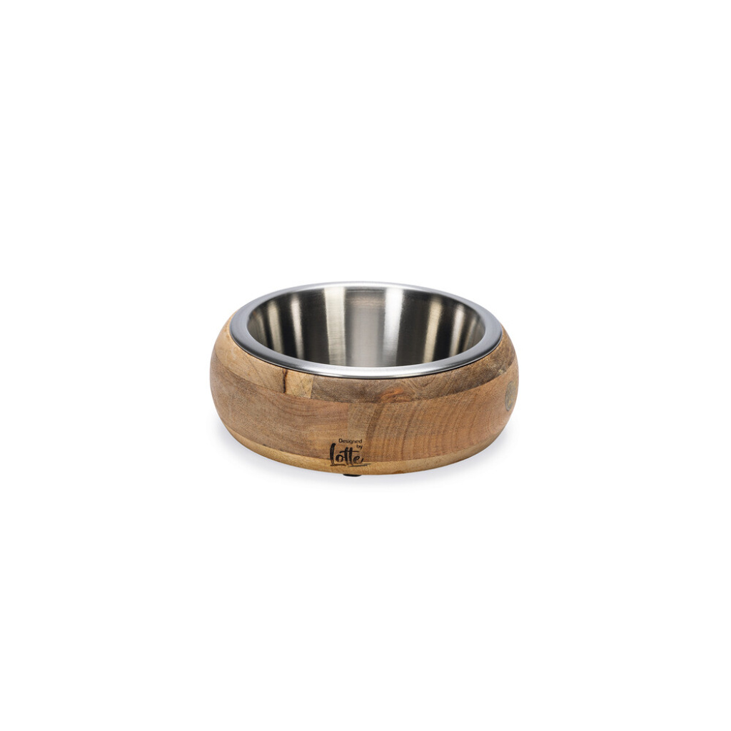 Beeztees Dbl Mandira Paslanmaz Çelik Masif Ahşap Köpek Mama Su Kabı 650ml