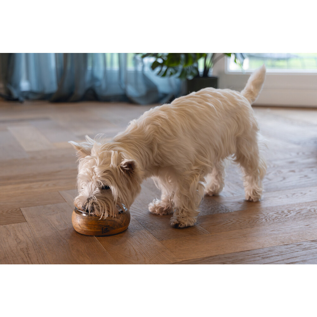 Beeztees Dbl Mandira Paslanmaz Çelik Masif Ahşap Köpek Mama Su Kabı 650ml