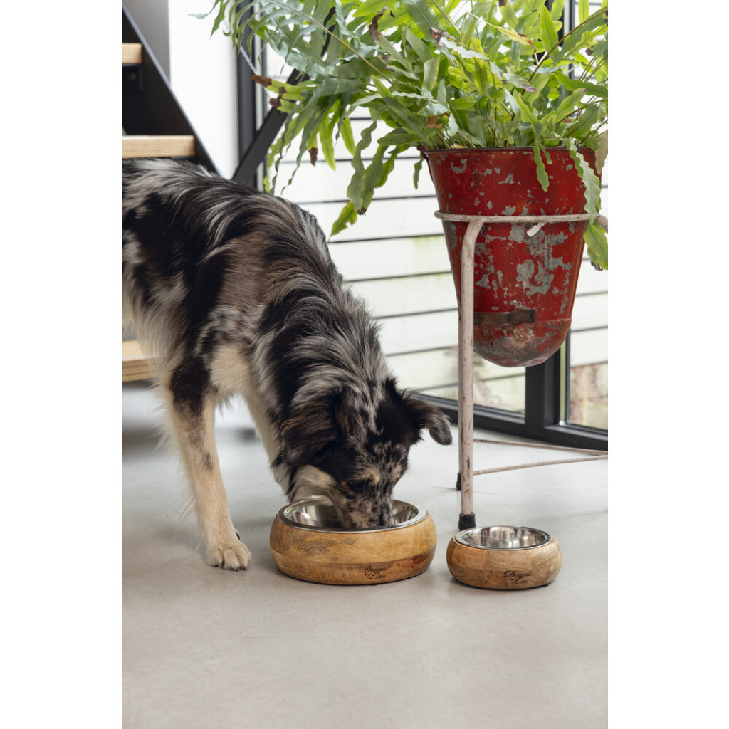 Beeztees Dbl Mandira Paslanmaz Çelik Masif Ahşap Köpek Mama Su Kabı 650ml