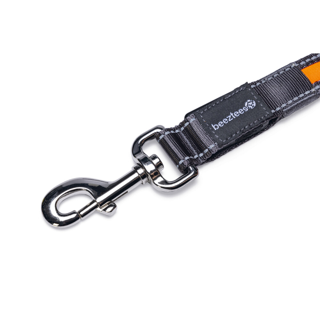 Beeztees Şok Emicili Köpek Yürüyüş ve Koşu Gezdirme Kayışı ve Bel Kemeri 180-200cm (Gri)