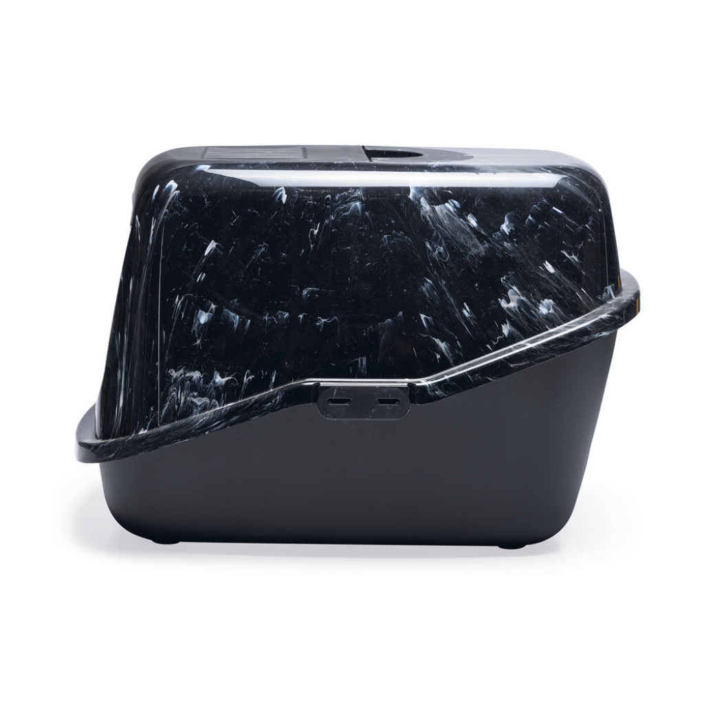 Beeztees Marble Koku Filtreli Kapalı Kedi Tuvaleti 56x39x39cm (Siyah)