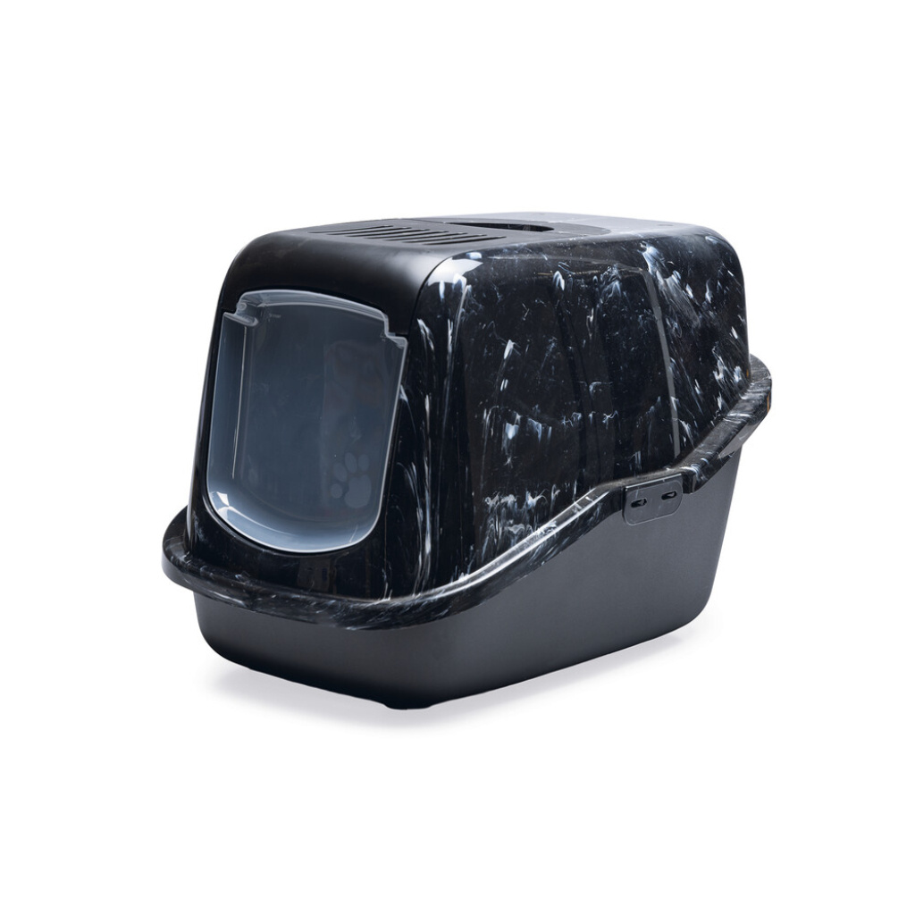 Beeztees Marble Koku Filtreli Kapalı Kedi Tuvaleti 56x39x39cm (Siyah)