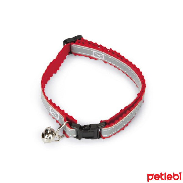 Beeztees Zilli Reflektörlü Kedi Boyun Tasması 31cm (Kırmızı)