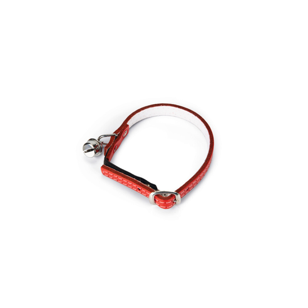 Beeztees Deri Zilli Kedi Boyun Tasması 24-29cm (Kırmızı)
