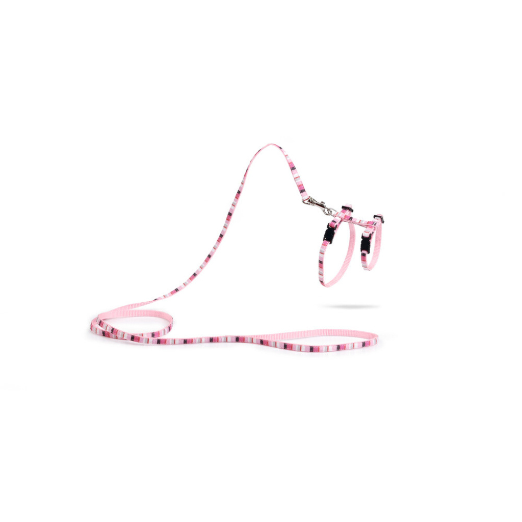 Beeztees Joy Yavru Kedi Göğüs Tasması ve Gezdirme Kayışı 120cm (Pembe)
