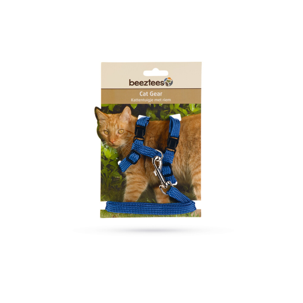 Beeztees Kedi Göğüs Tasması ve Gezdirme Kayışı 130cm (Mavi)