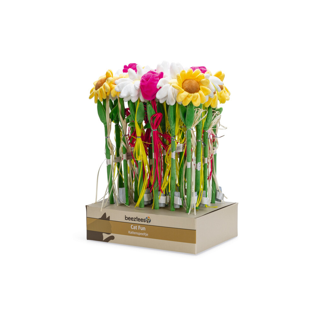 Beeztees Peluş ve Kurdelalardan Çiçek Şeklinde Kedi Oltası 45x6x3cm