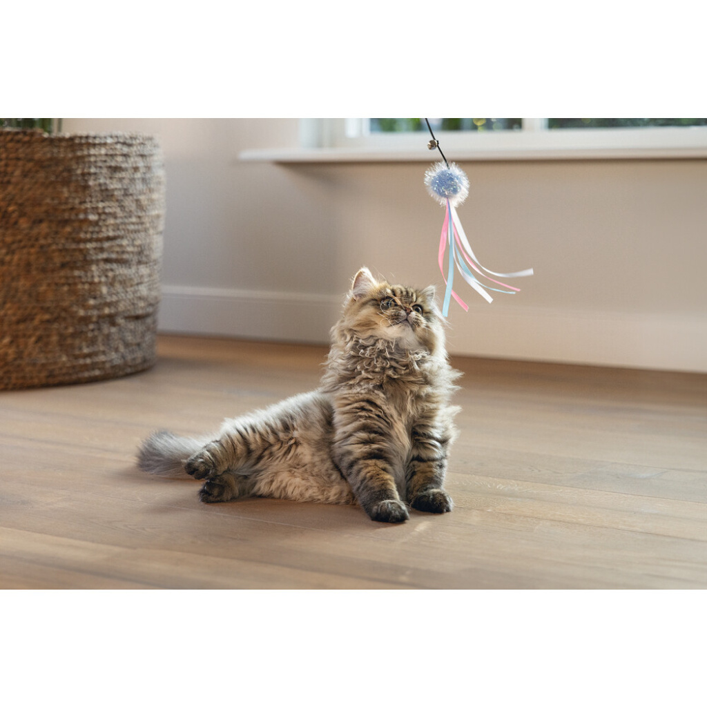 Beeztees Tüylü Top ve Kurdelalar Zilli Kedi Oltası 47cm