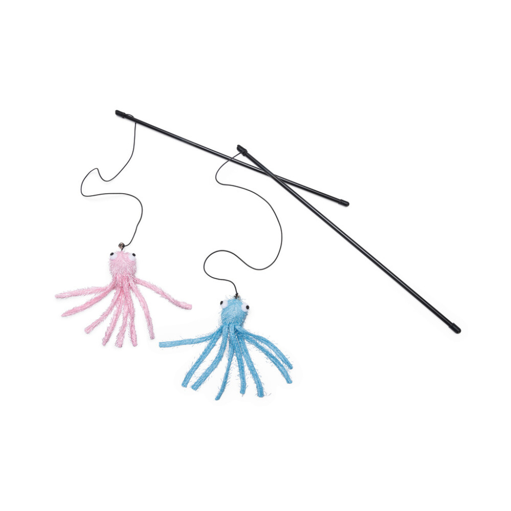 Beeztees Zilli Peluş Ahtapot Olta Kedi Oyuncağı 48cm (Karışık Renkli)