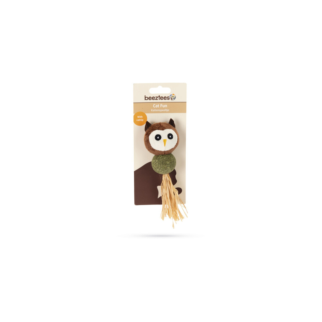 Beeztees Peluş Baykuşlu Kedi Otu Topu 16cm