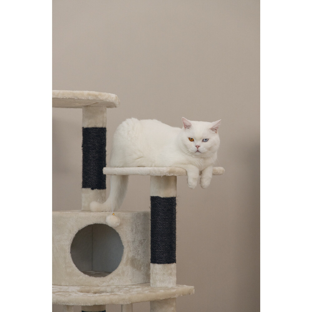 Beeztees Dominja Kedi Tırmalama ve Oyun Evi 50x50x123cm (Beyaz)