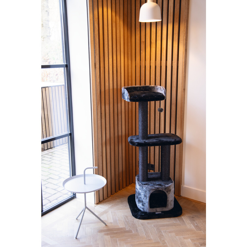 Beeztees Domica Kedi Tırmalama ve Oyun Evi 50x50x120cm (Siyah)
