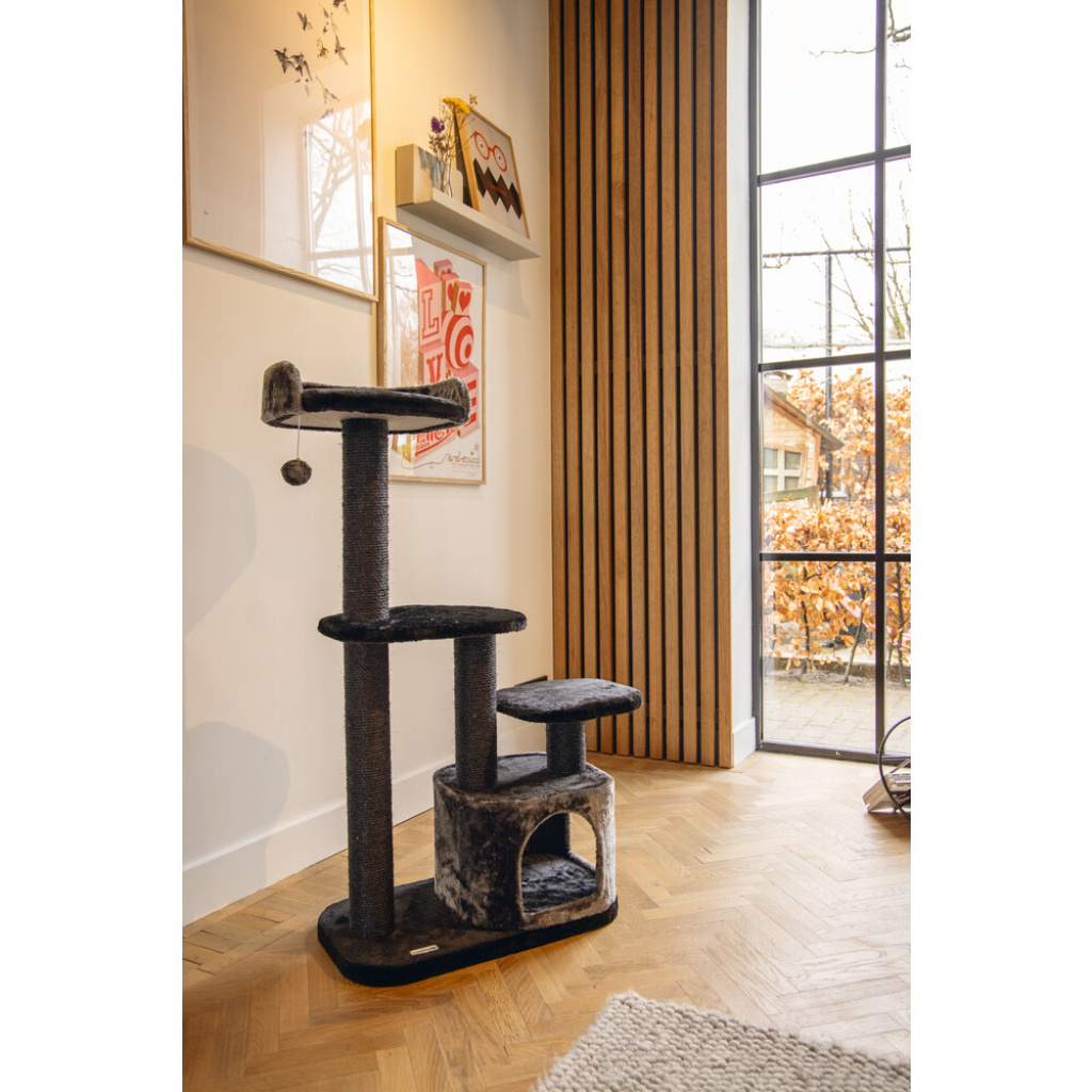 Beeztees Poronti Kedi Tırmalama ve Oyun Evi 60x40x115cm (Siyah)