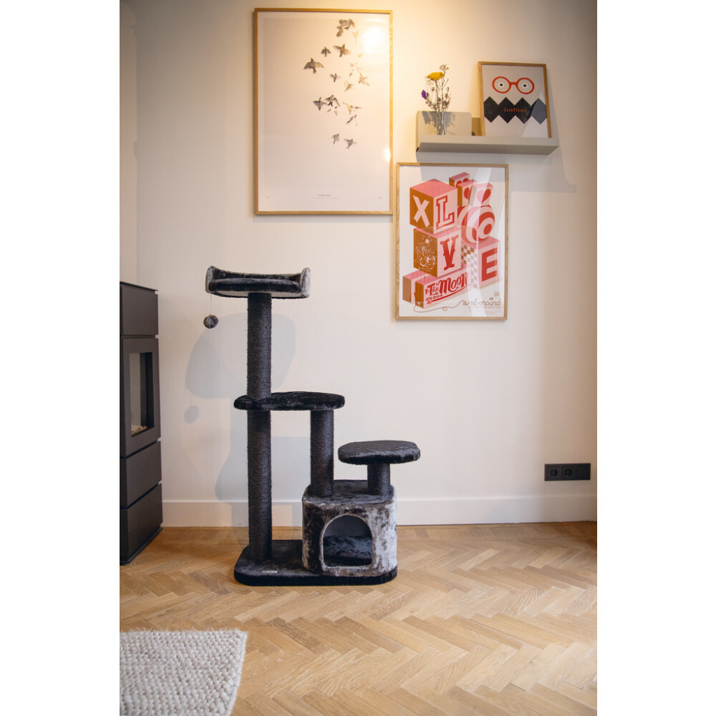Beeztees Poronti Kedi Tırmalama ve Oyun Evi 60x40x115cm (Siyah)