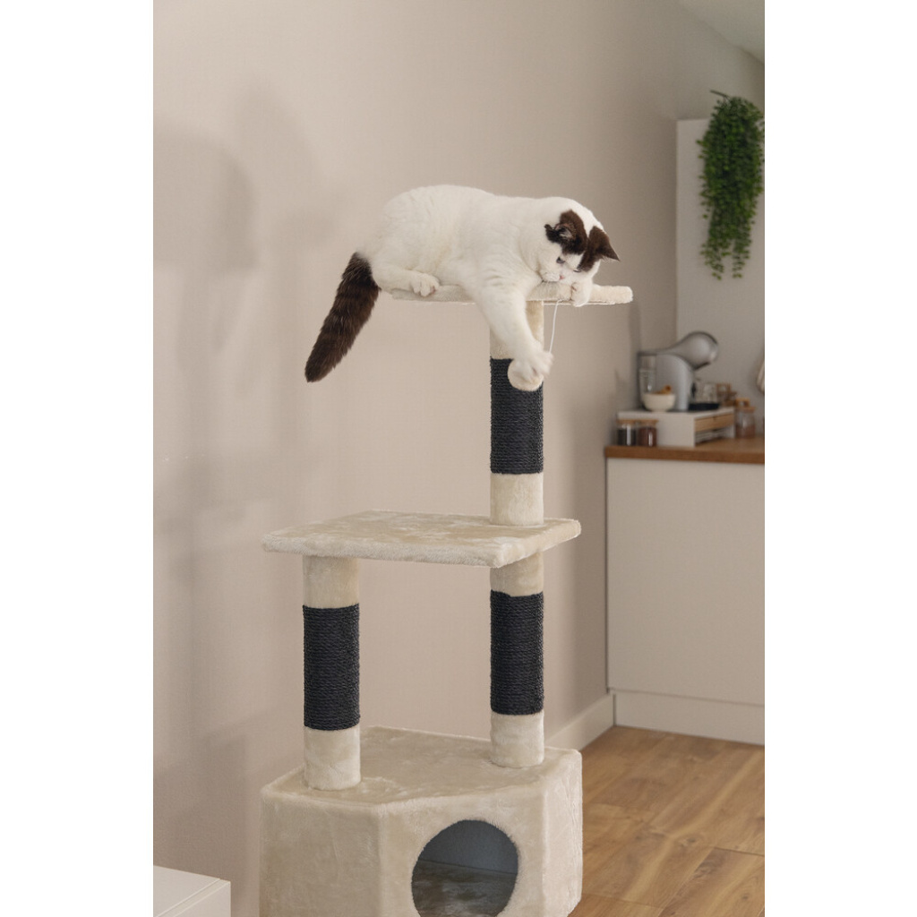 Beeztees Figado Kedi Köşe Tırmalama ve Oyun Evi 40x40x135cm (Krem)
