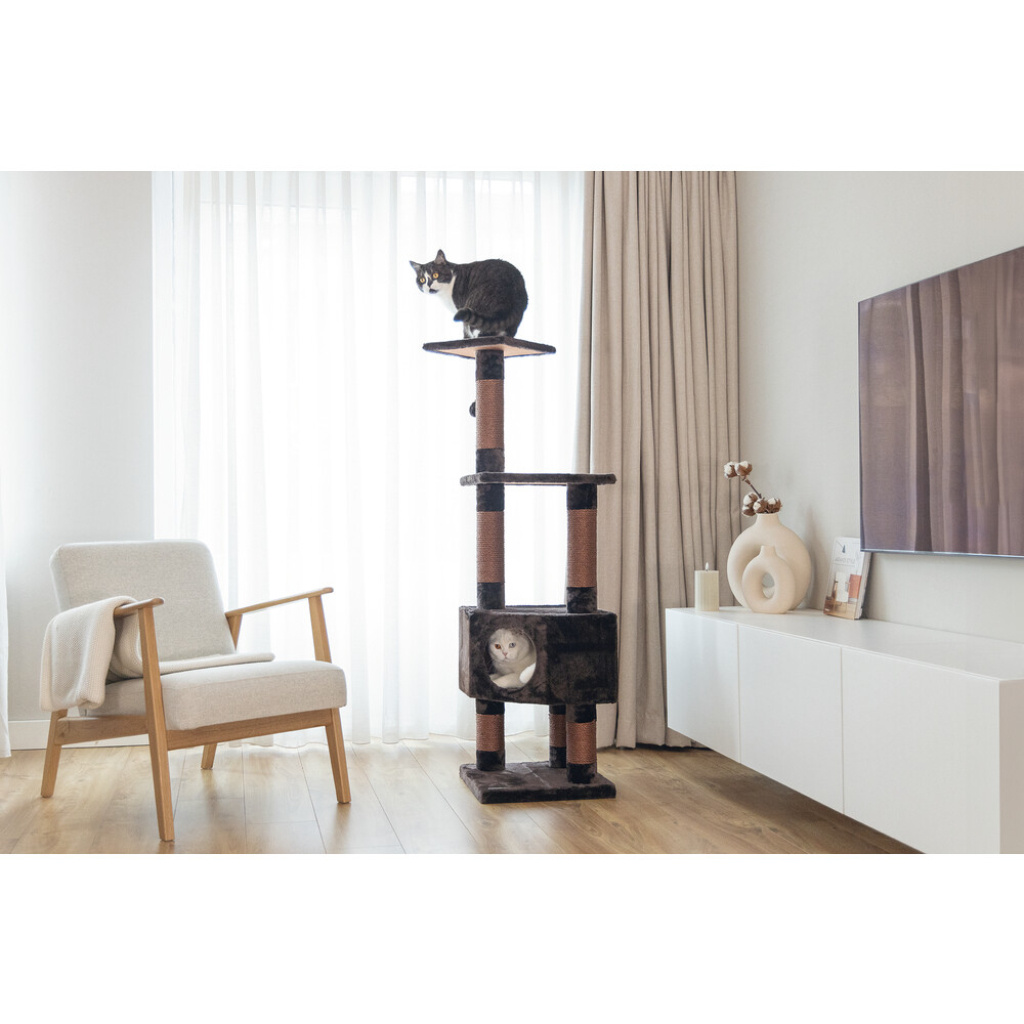 Beeztees Figado Kedi Köşe Tırmalama ve Oyun Evi  40x40x135cm (Kahverengi)