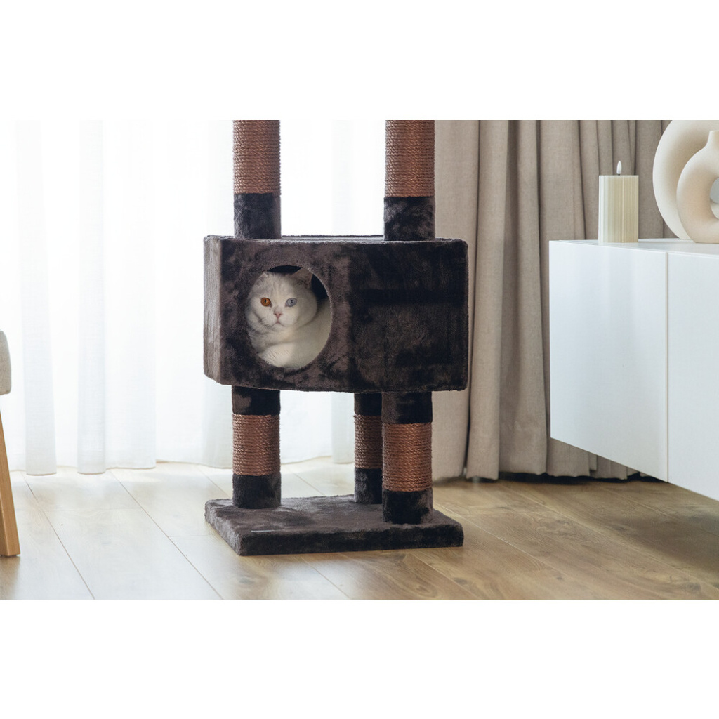 Beeztees Figado Kedi Köşe Tırmalama ve Oyun Evi  40x40x135cm (Kahverengi)