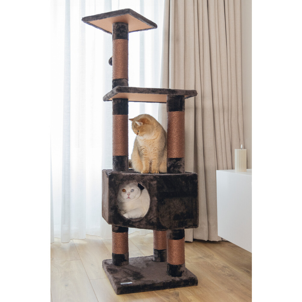 Beeztees Figado Kedi Köşe Tırmalama ve Oyun Evi  40x40x135cm (Kahverengi)