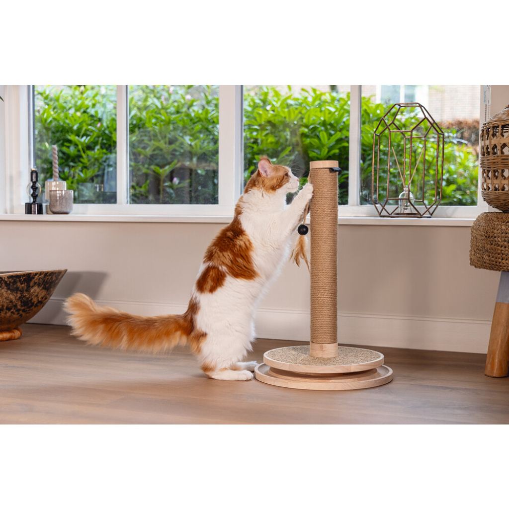 Beeztees Dbl Zavi Kedi Tırmalama Tahtası ve Oyuncağı 39,5x39,5x62cm (Kahverengi)