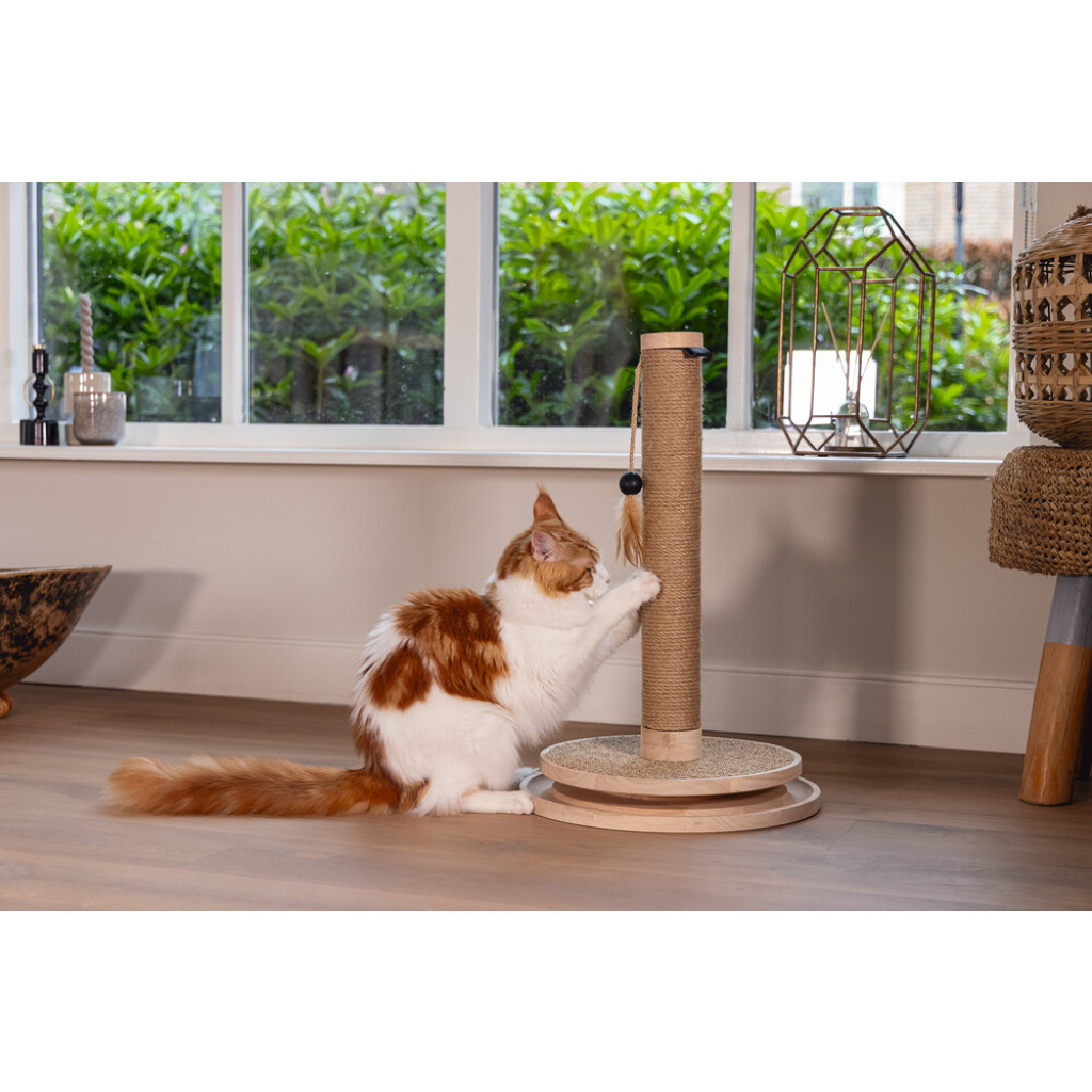 Beeztees Dbl Zavi Kedi Tırmalama Tahtası ve Oyuncağı 39,5x39,5x62cm (Kahverengi)