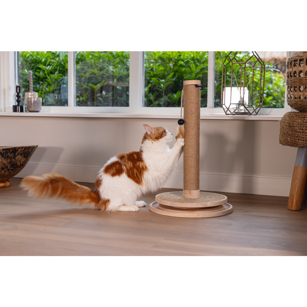 Beeztees Dbl Zavi Kedi Tırmalama Tahtası ve Oyuncağı 39,5x39,5x62cm (Kahverengi)