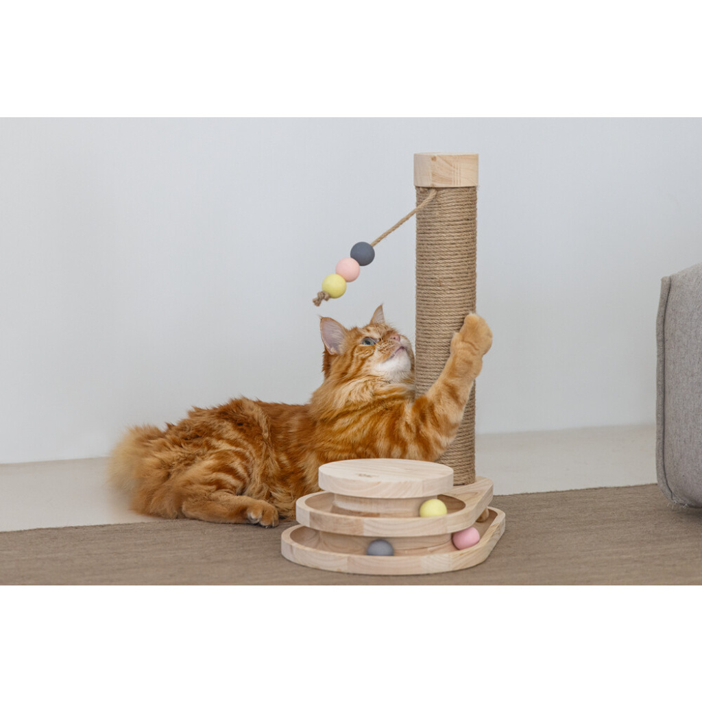 Beeztees Dbl Inez Kedi Tırmalama Tahtası ve Oyuncağı 38x24,5x47,5cm