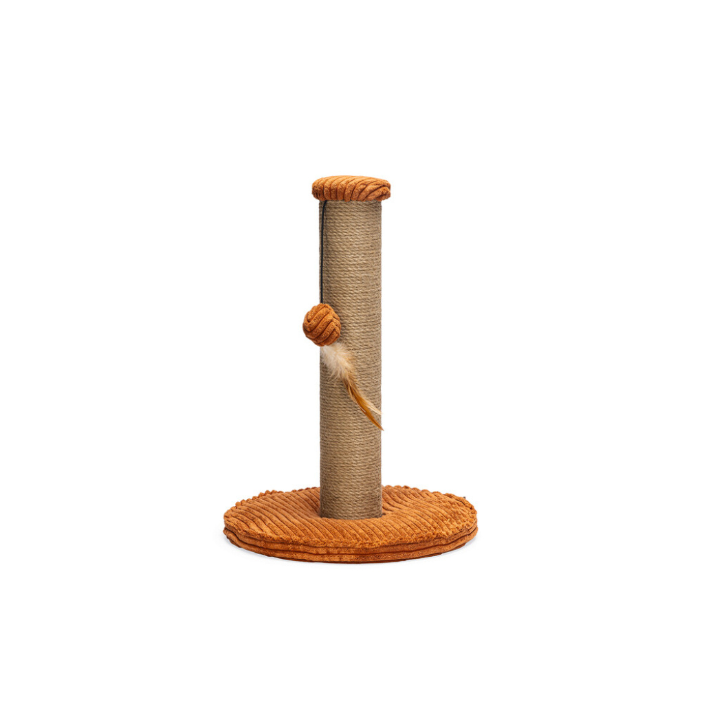 Beeztees Dbl Ribbed Kedi Tırmalama Tahtası ve Oyuncağı 35x35x50cm (Turuncu)