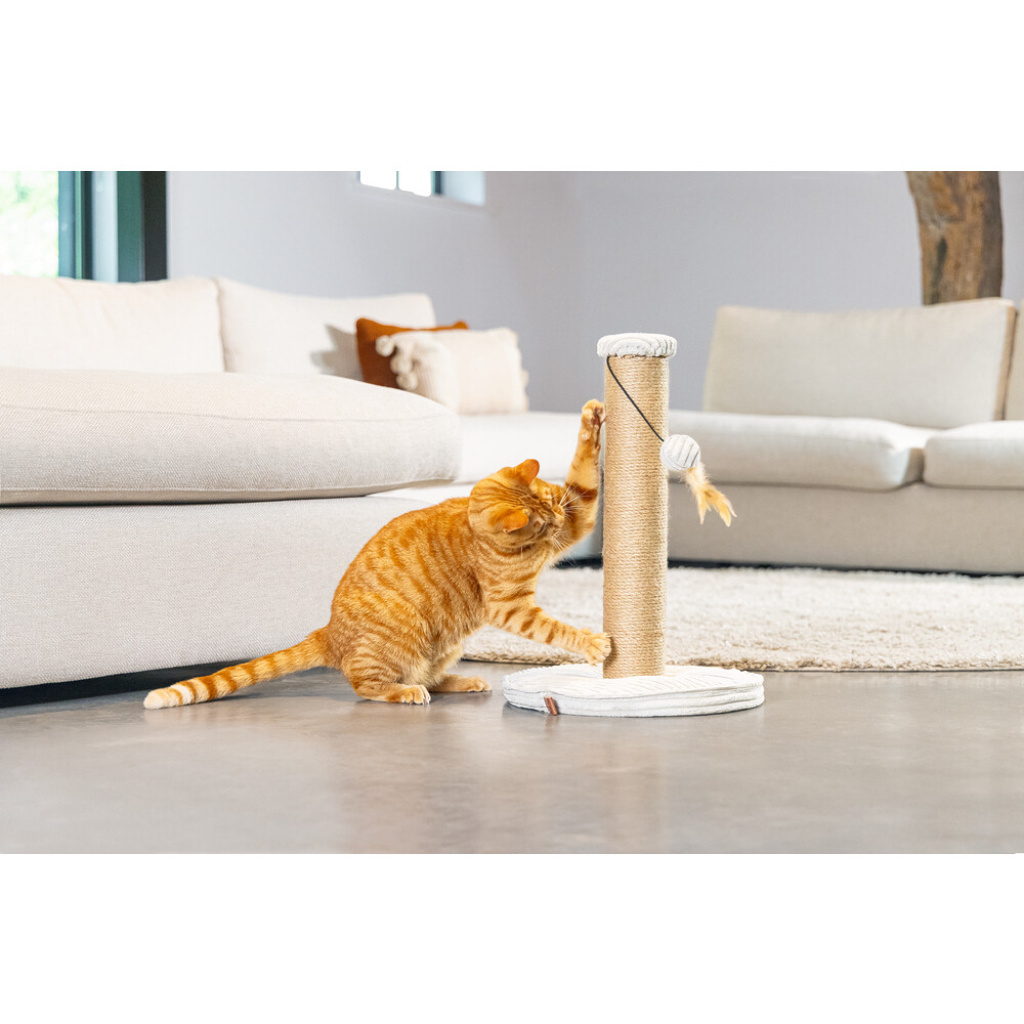 Beeztees Dbl Ribbed Kedi Tırmalama Tahtası ve Oyuncağı 35x35x50cm (Gri)