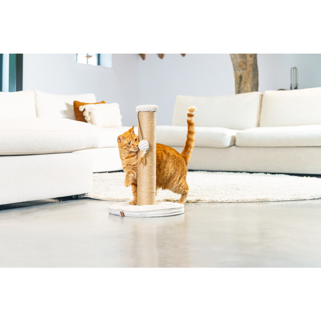 Beeztees Dbl Ribbed Kedi Tırmalama Tahtası ve Oyuncağı 35x35x50cm (Gri)