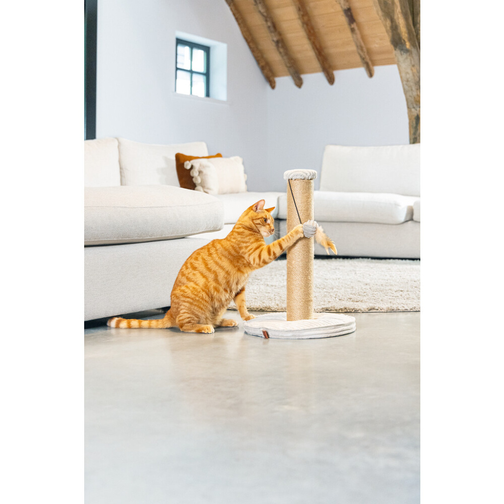 Beeztees Dbl Ribbed Kedi Tırmalama Tahtası ve Oyuncağı 35x35x50cm (Gri)