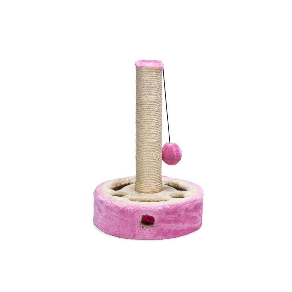 Beeztees Gotcha Kedi Tırmalama Tahtası ve Oyuncağı 27x27x40cm (Pembe)