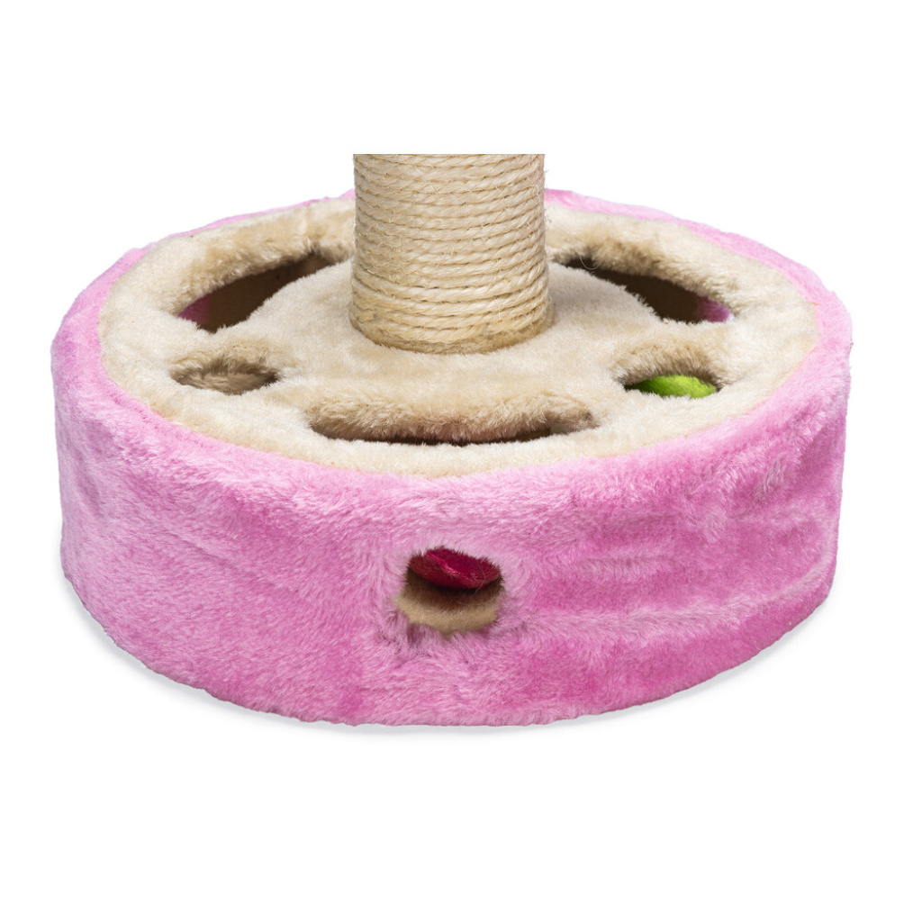 Beeztees Gotcha Kedi Tırmalama Tahtası ve Oyuncağı 27x27x40cm (Pembe)