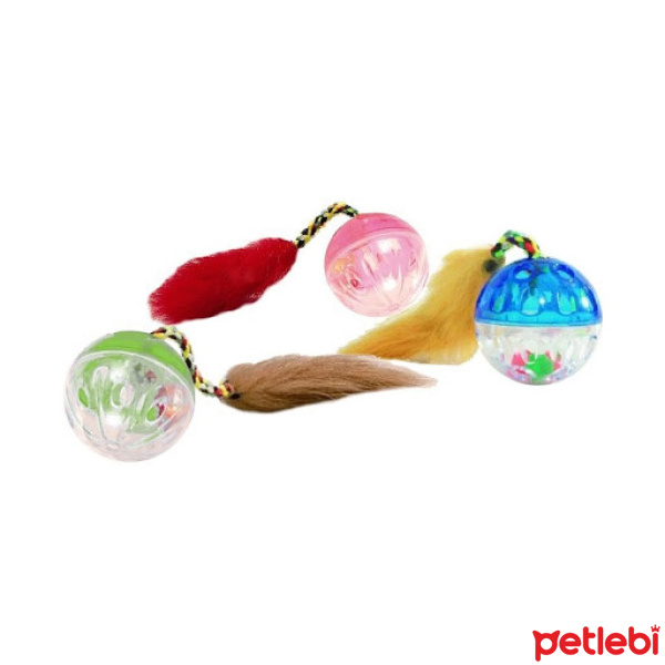 Beeztees Tüylü Çıngıraklı Plastik Top Kedi Oyuncağı 4,5cm (Karışık Renkli)