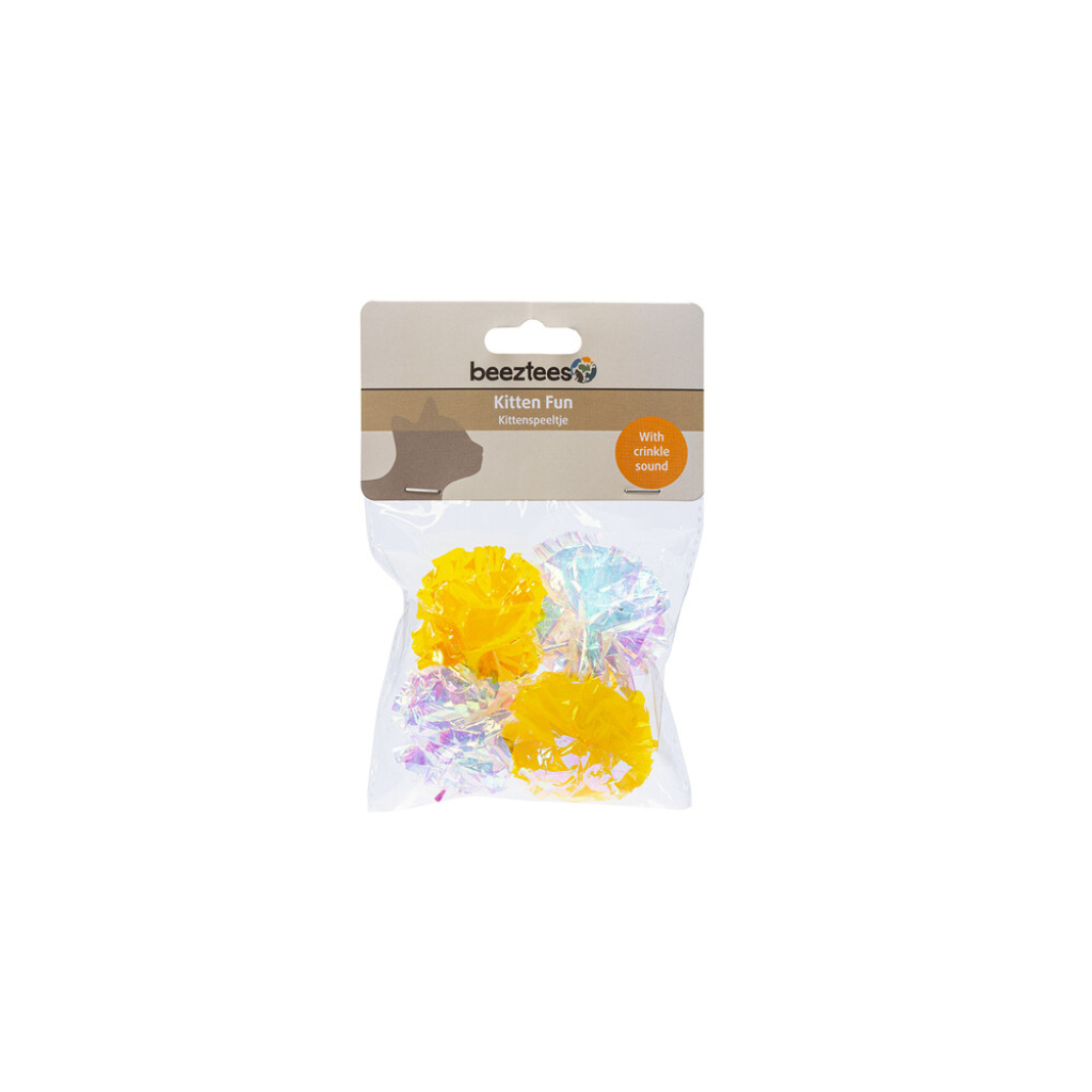 Beeztees Crinkle Evy Hışırtılı Top Yavru Kedi Oyuncağı 5cm (4 Adet)