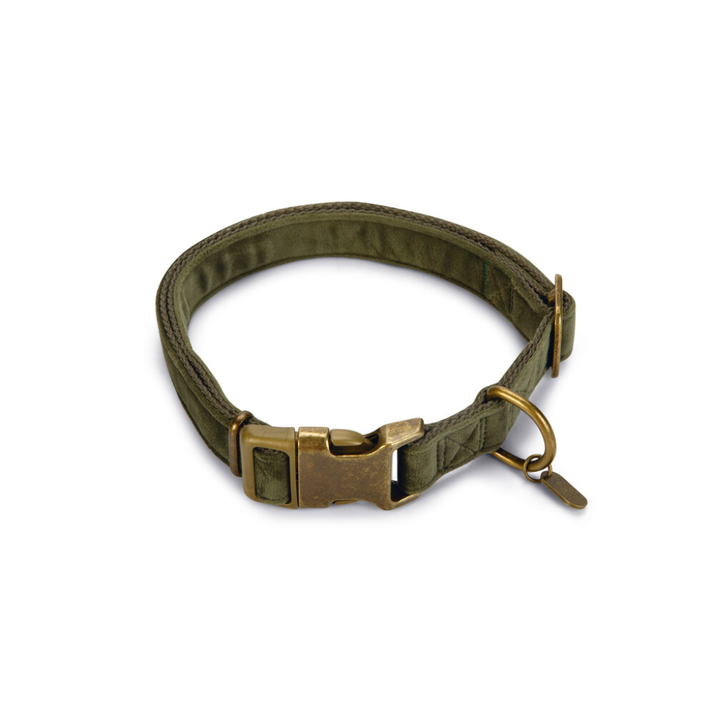 Beeztees Dbl Velura Kadife Köpek Boyun Tasması 48-70cm (Yeşil)