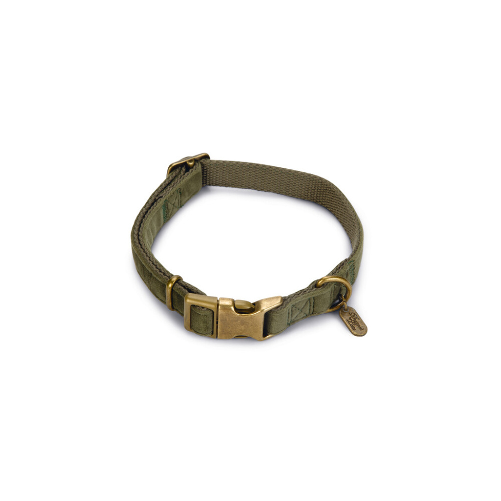 Beeztees Dbl Velura Kadife Köpek Boyun Tasması 35-50cm (Haki)