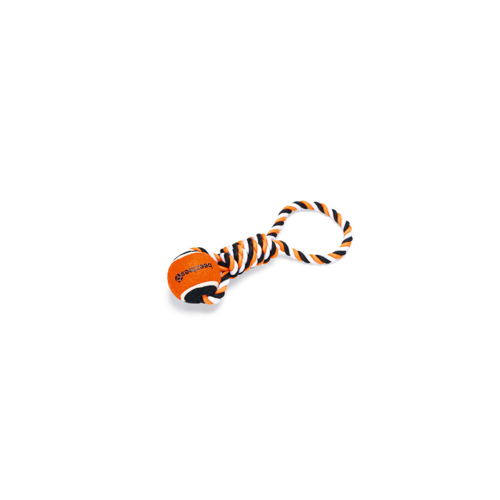 Beeztees Leira Tutamaçlı Diş İpi Tenis Topu Köpek Oyuncağı 30x7x6,3cm (Turuncu)