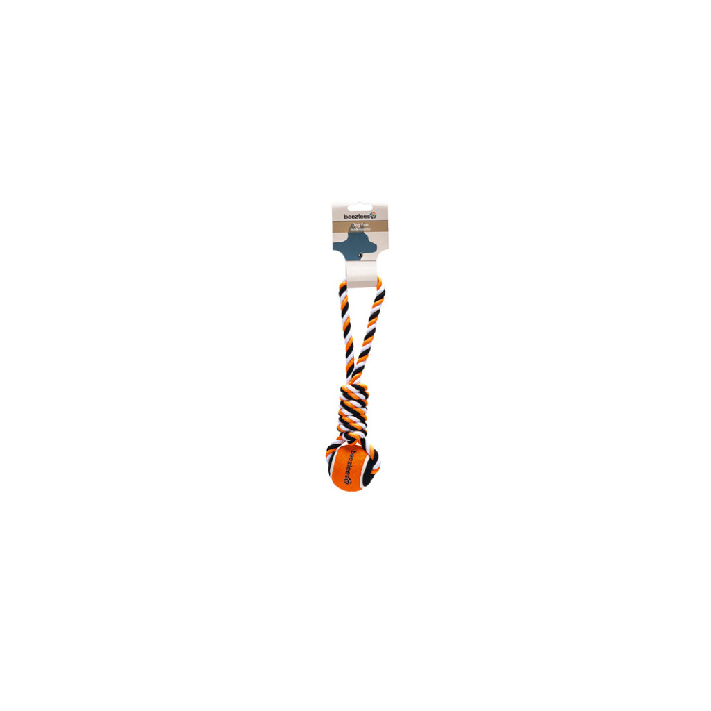 Beeztees Leira Tutamaçlı Diş İpi Tenis Topu Köpek Oyuncağı 30x7x6,3cm (Turuncu)