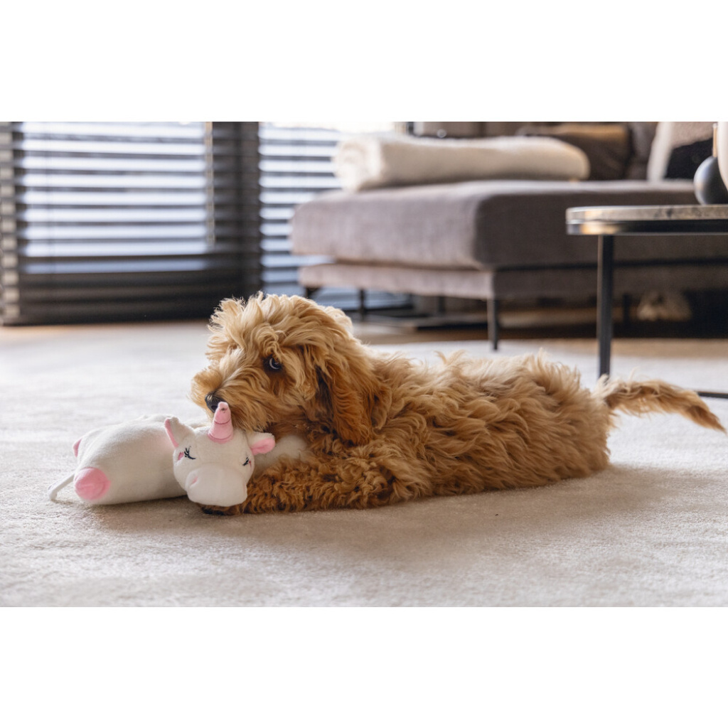 Beeztees Mon Isıtıcılı Peluş Yavru Köpek Oyuncağı 34x33x12cm (Beyaz)