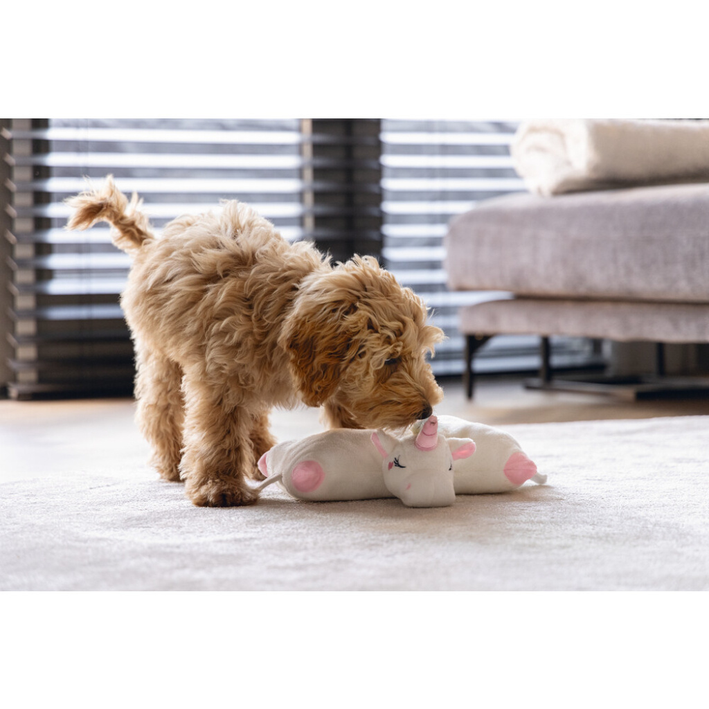 Beeztees Mon Isıtıcılı Peluş Yavru Köpek Oyuncağı 34x33x12cm (Beyaz)