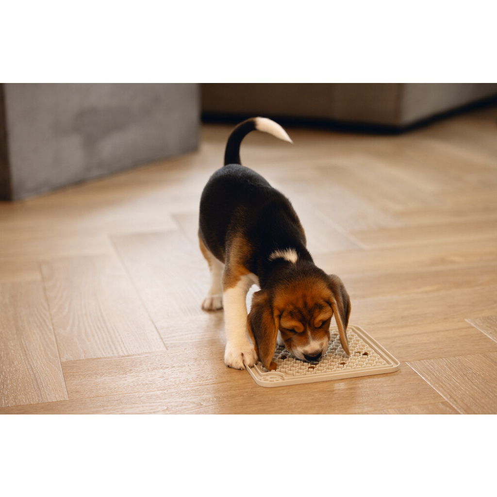 Beeztees Diza Silikon Kare Yavru Köpek Yaş Mama Yeme Oyuncağı 20x20cm (Gri)
