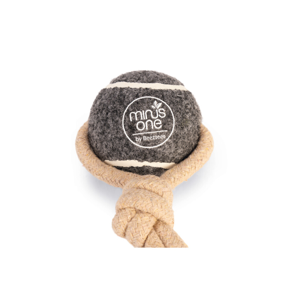 Beeztees Minus Kauçuk İpli Tenis Topu Köpek Oyuncağı 6,3cm (Gri)