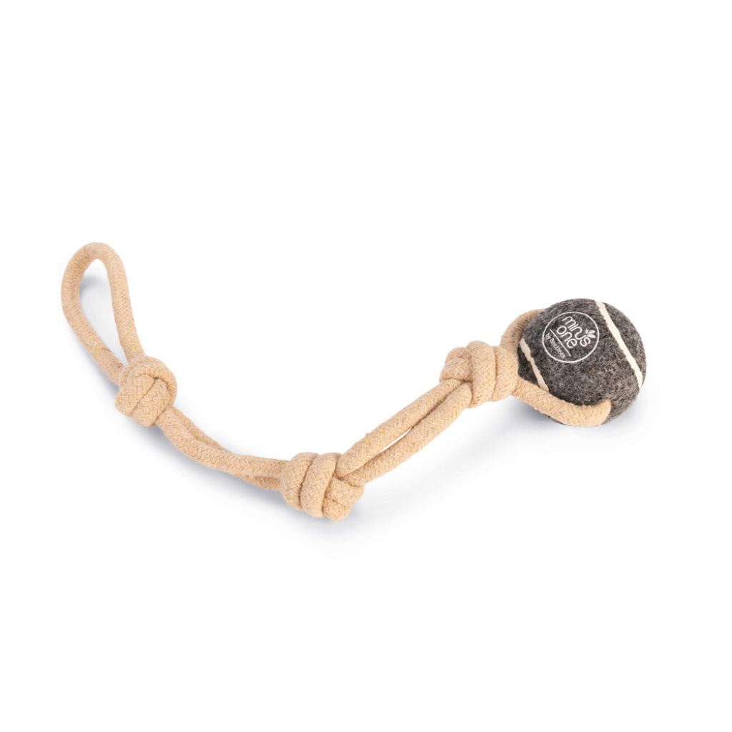 Beeztees Minus Kauçuk İpli Tenis Topu Köpek Oyuncağı 6,3cm (Gri)