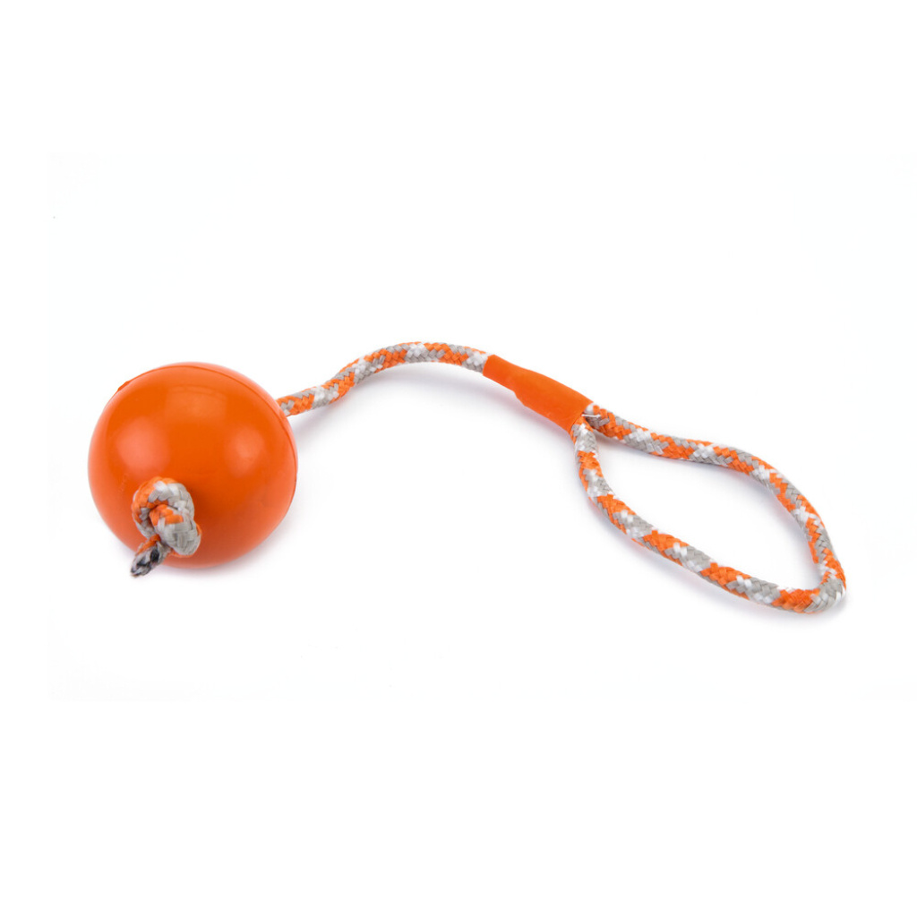 Beeztees Kauçuk İpli Dolu Top Köpek Oyuncağı 30cm (Turuncu)